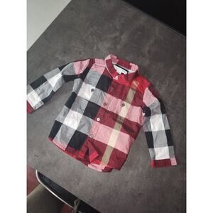 Burberry children boys shirt button up red checkered 9m 74